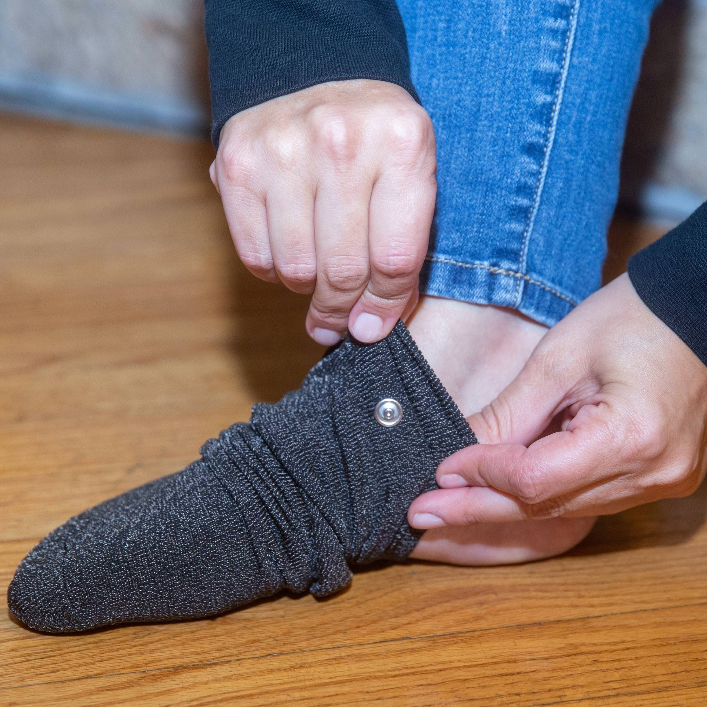 Earthing Grounded Sock Putting On
